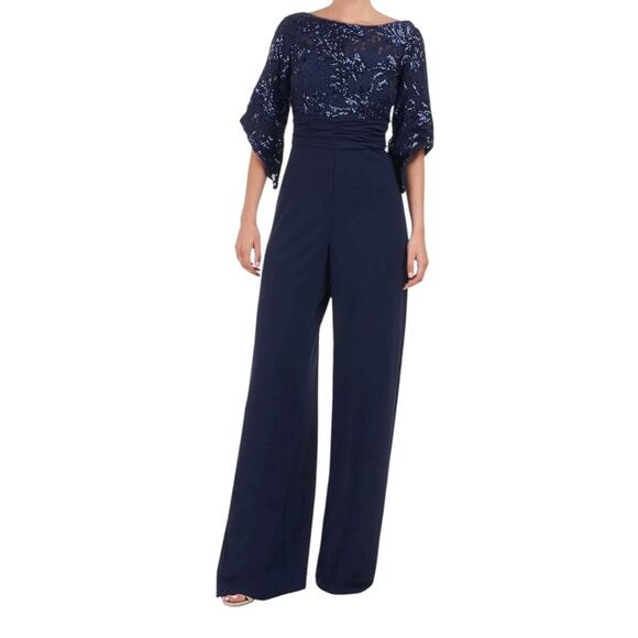 JS Collection Belle Jumpsuit navy blue size 8 - Picture 1 of 9